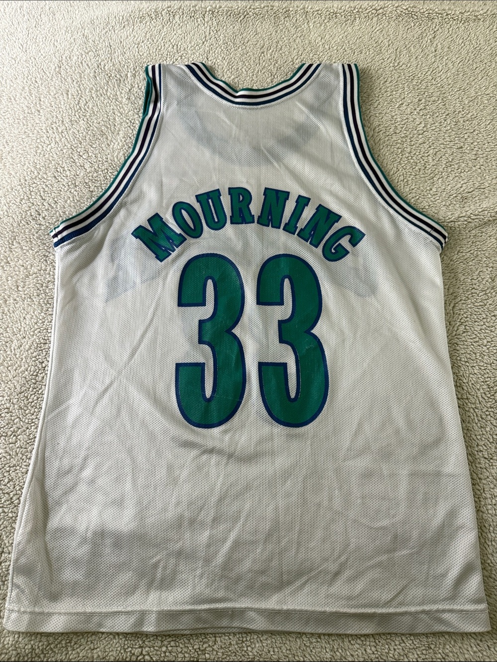VINTAGE Charlotte Hornets #33 Alonzo Mourning 1990’s NBA Champion Jersey